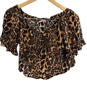 Paradise Leopard Print Crop Blouse Size L